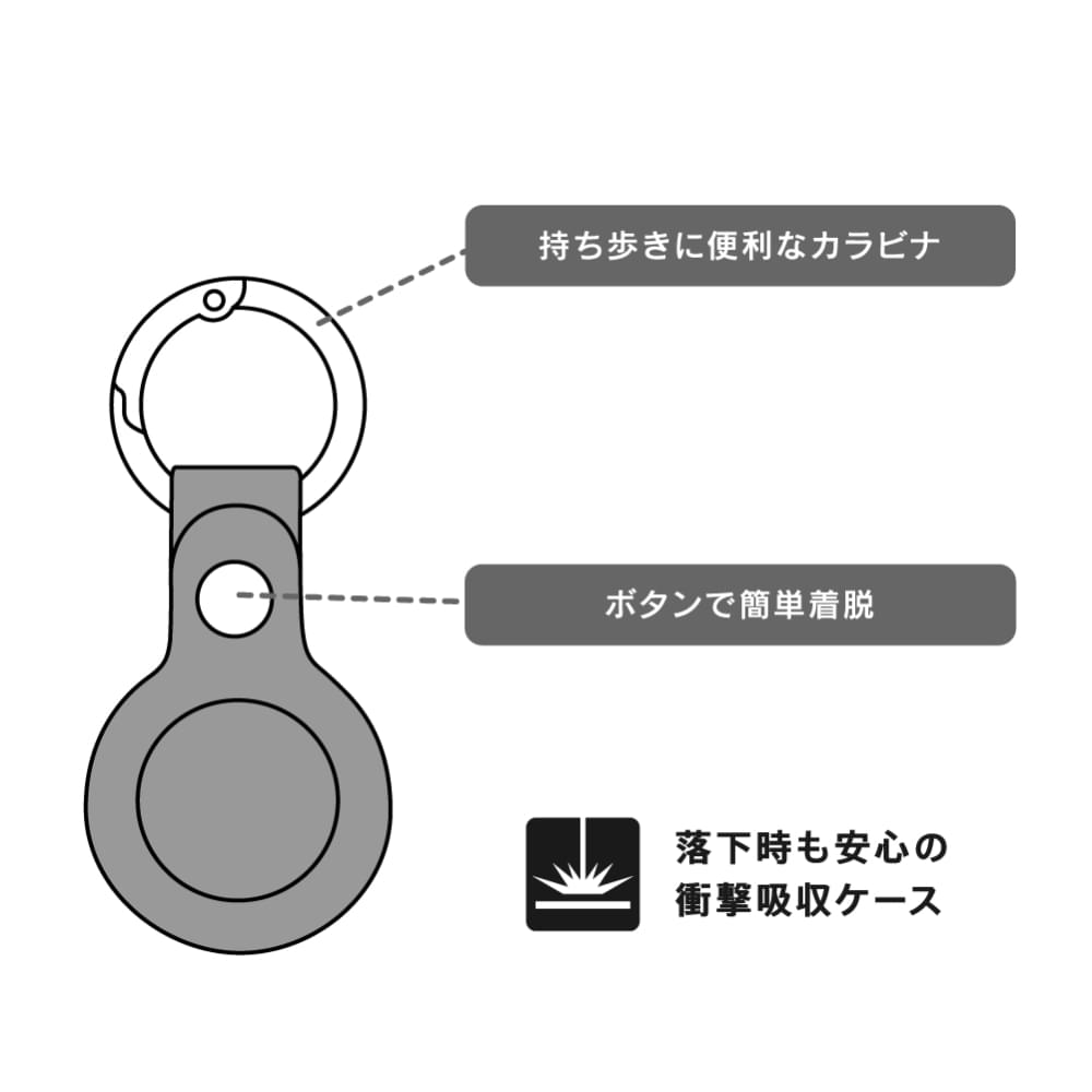 AirTag 衝撃吸収 PUレザーキーリング カラビナ付き(販売終了)