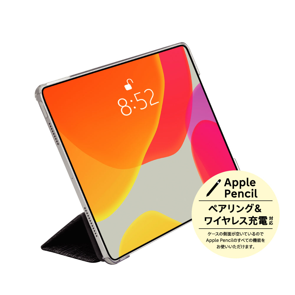 for iPad背面クリア フリップシェルケース