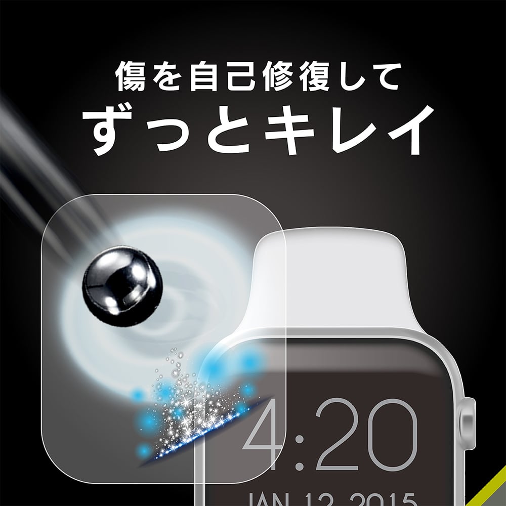 for Apple Watch 衝撃吸収 光沢 全画面保護自己治癒フィルム 2枚セット