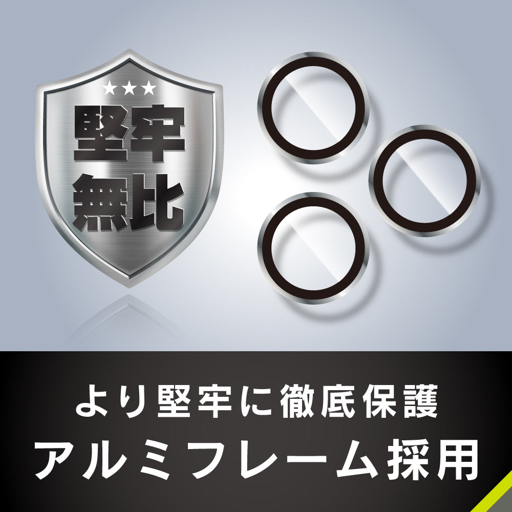 for iPhone アルミフレーム 高透明 レンズ保護ガラス エコパッケージ