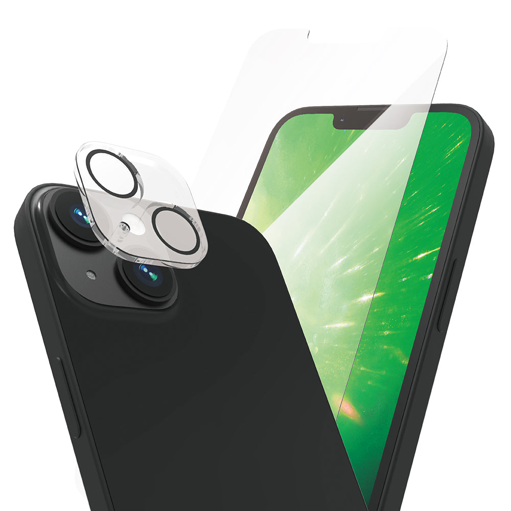 for iPhone【カメラレンズ保護ガラスセット】ケースとの相性抜群 高透明 画面保護強化ガラス エコパッケージ