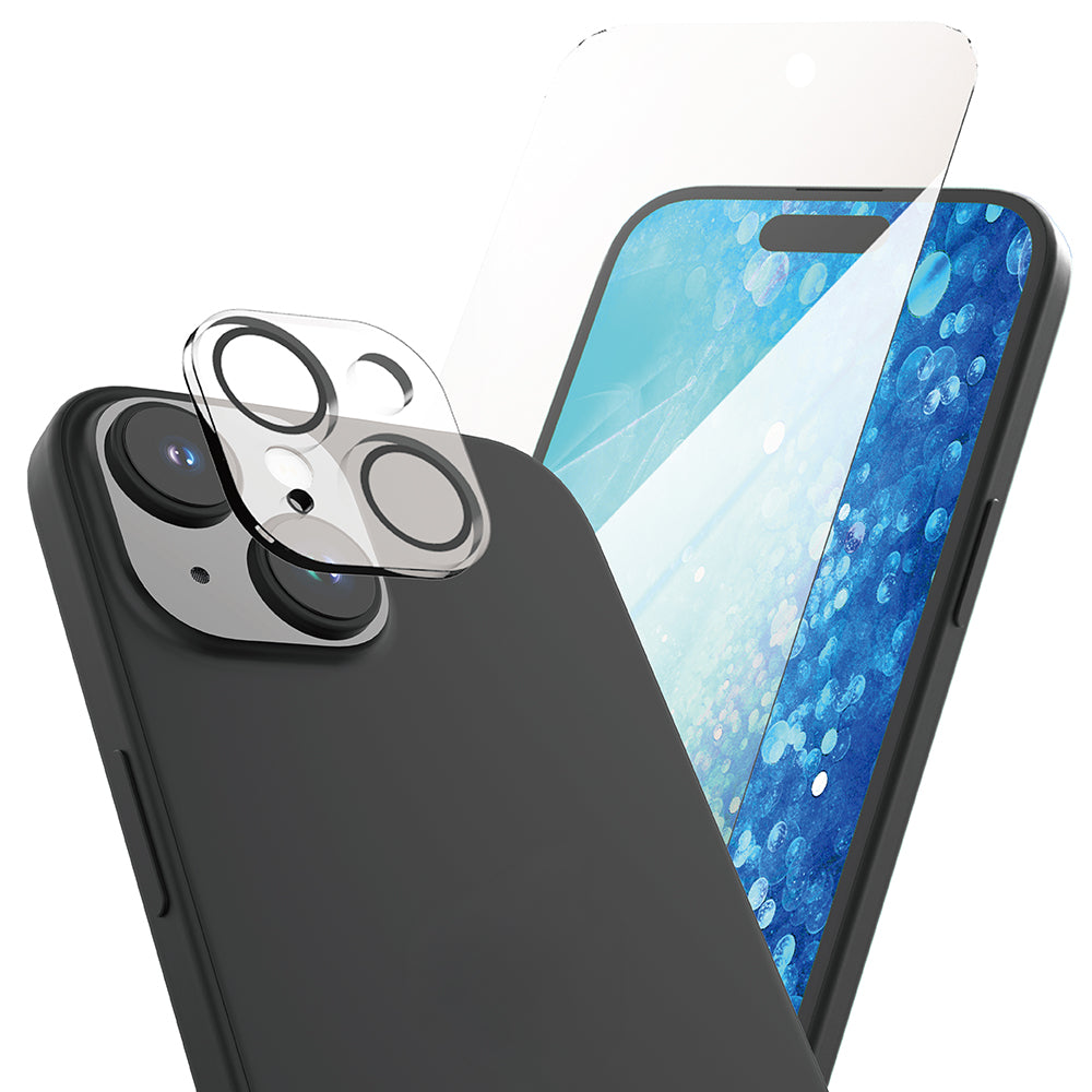for iPhone【カメラレンズ保護ガラスセット】ケースとの相性抜群 ブルーライトカット 画面保護強化ガラス エコパッケージ