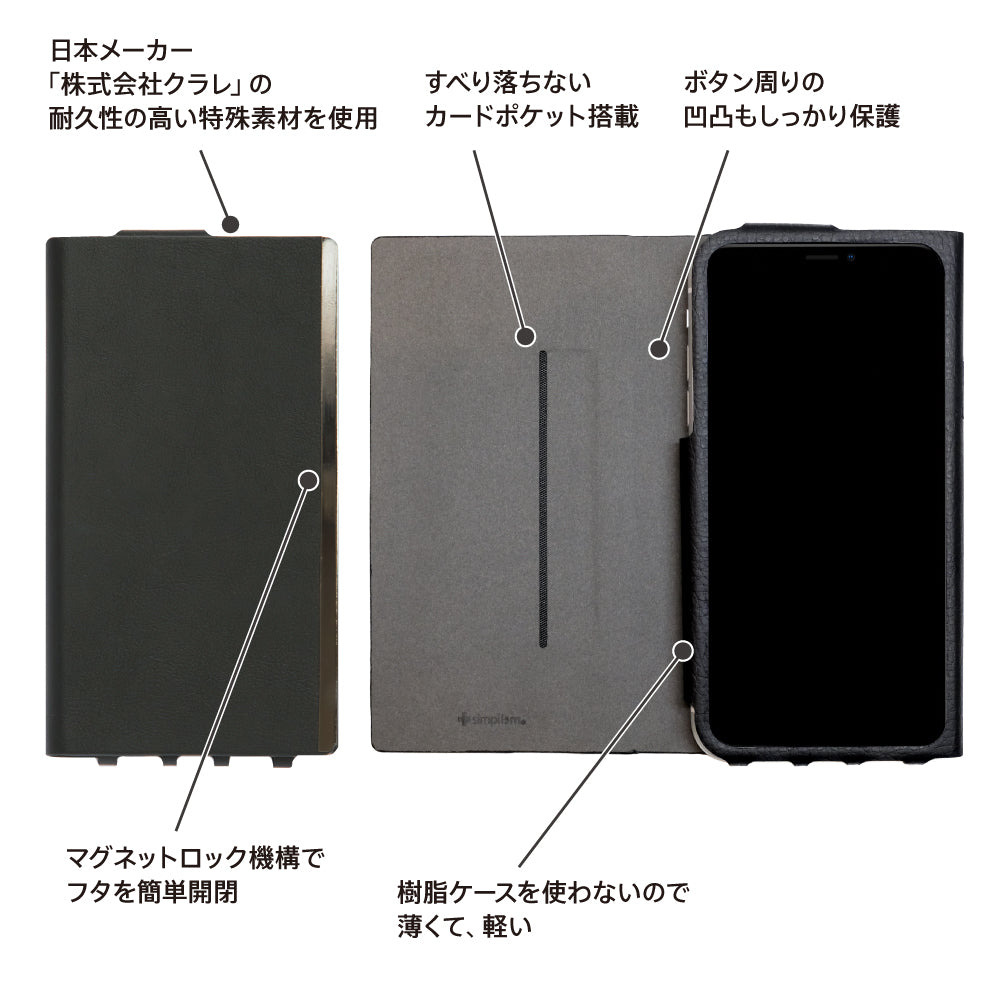 for iPhone [FlipNote Light] 極薄軽量 クラリーノフリップノートケース（販売終了）