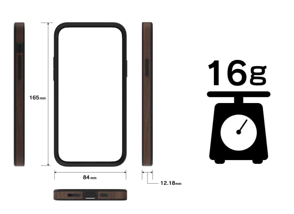for iPhone [ALINE] 衝撃吸収 バンパーケース 天然木シート（販売終了）