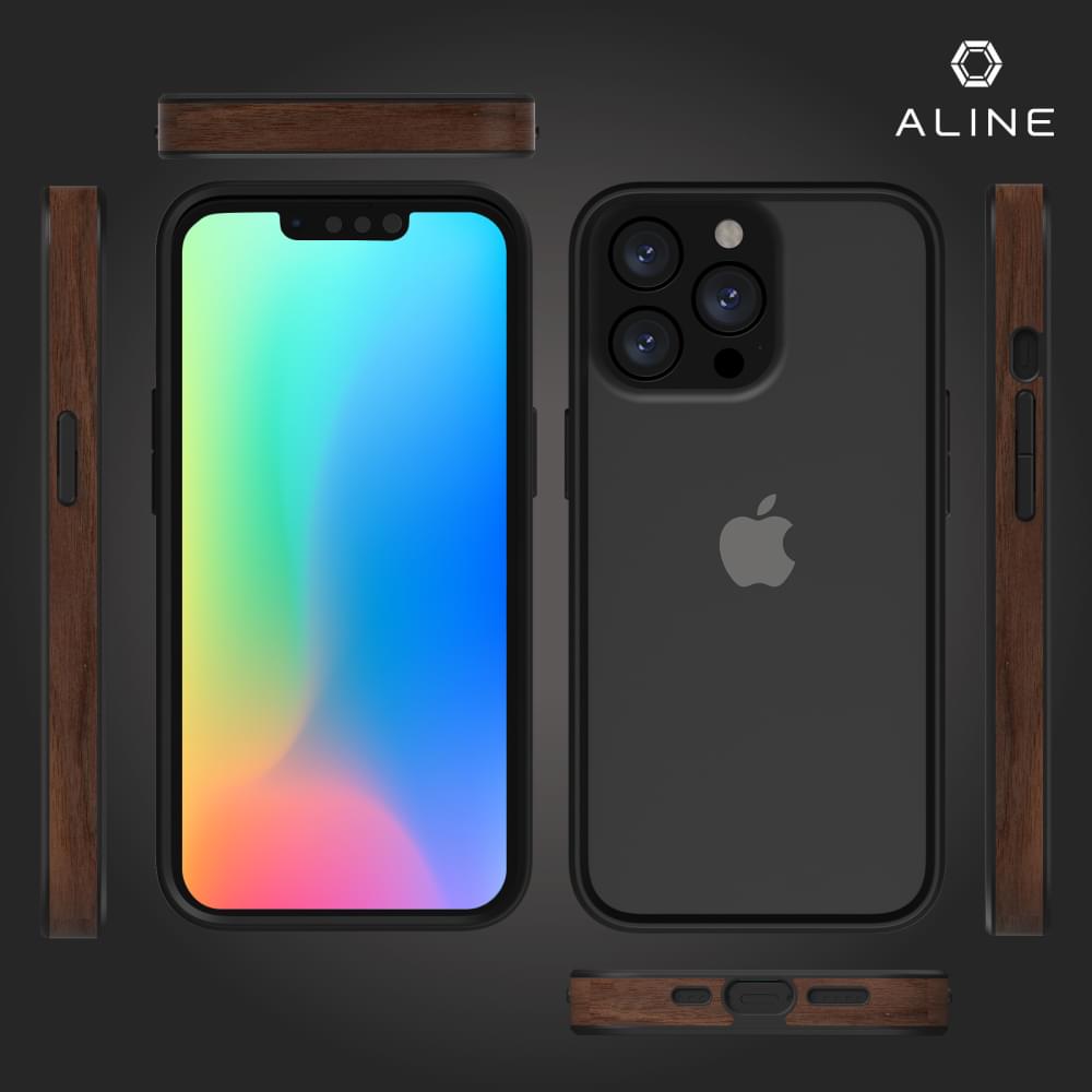 for iPhone [ALINE] 衝撃吸収 バンパーケース 天然木シート（販売終了）
