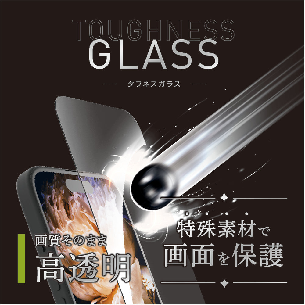 for iPhone [Toughness Glass] ケースとの相性抜群 超耐衝撃 高透明 画面保護強化ガラス