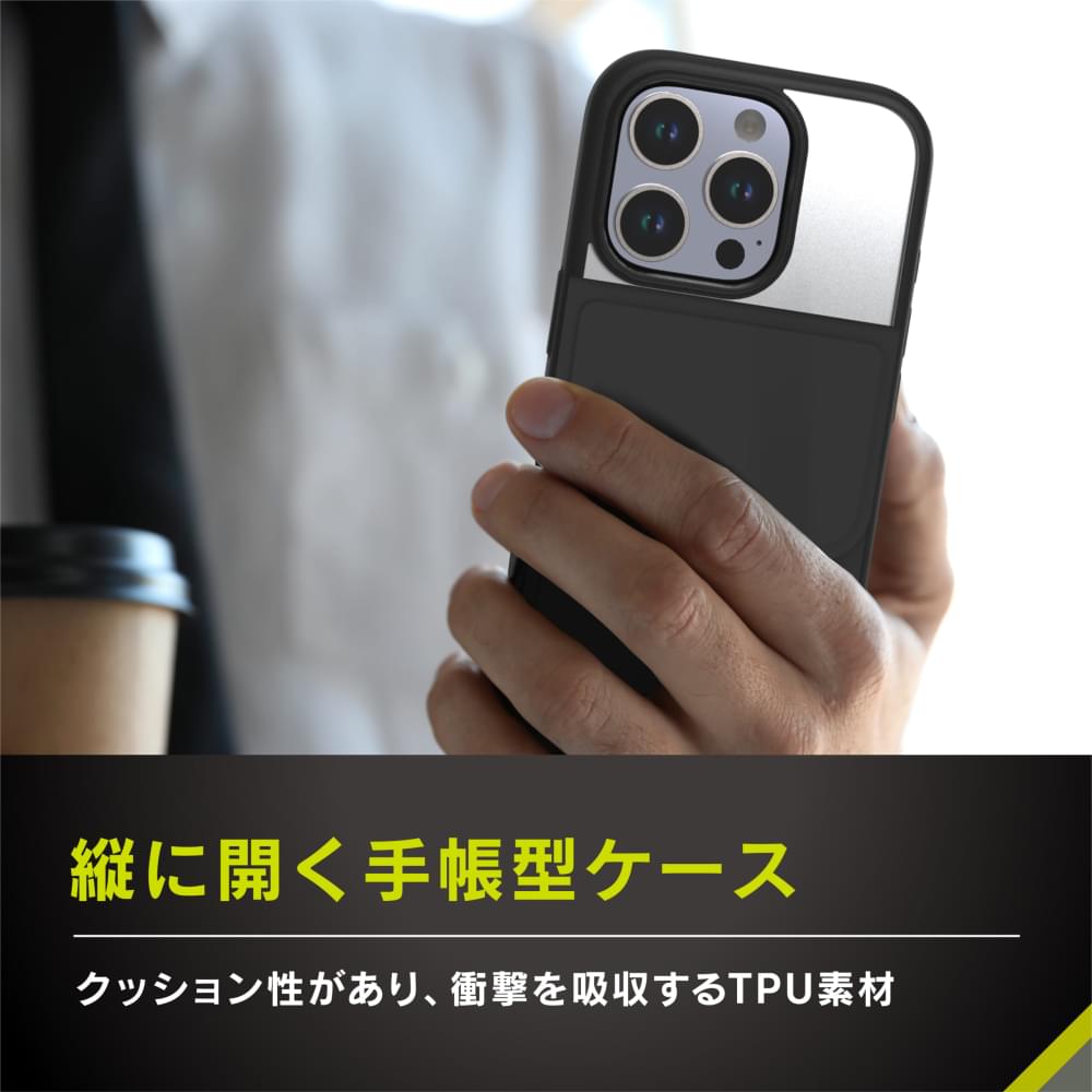 for iPhone [Vertical Flip] 縦開き背面クリアフリップケース
