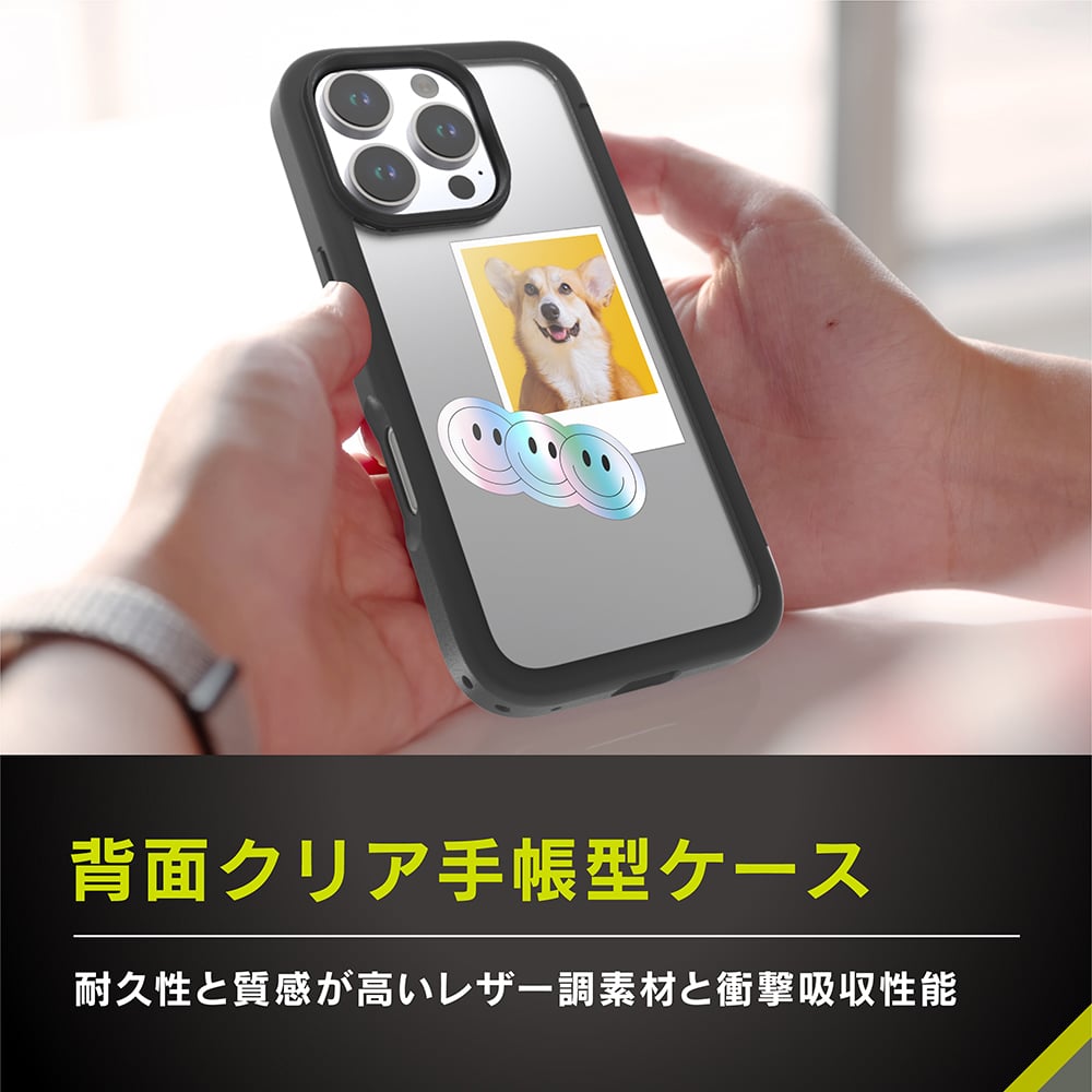 for iPhone [Flip Shell] 背面クリアフリップシェルケース