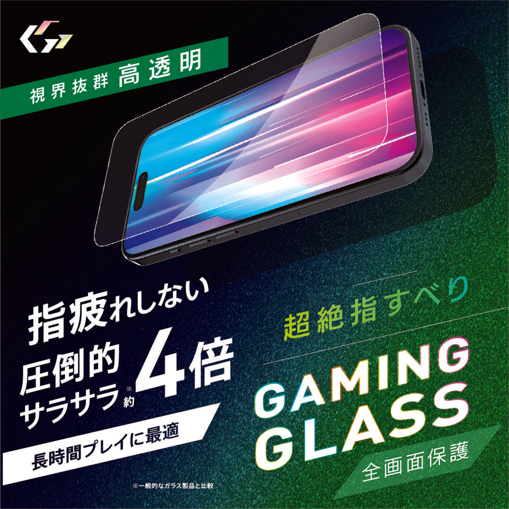 for iPhone [Gaming Glass Max] 指滑り最強 高透明 ゲーム専用ガラス エコパッケージ
