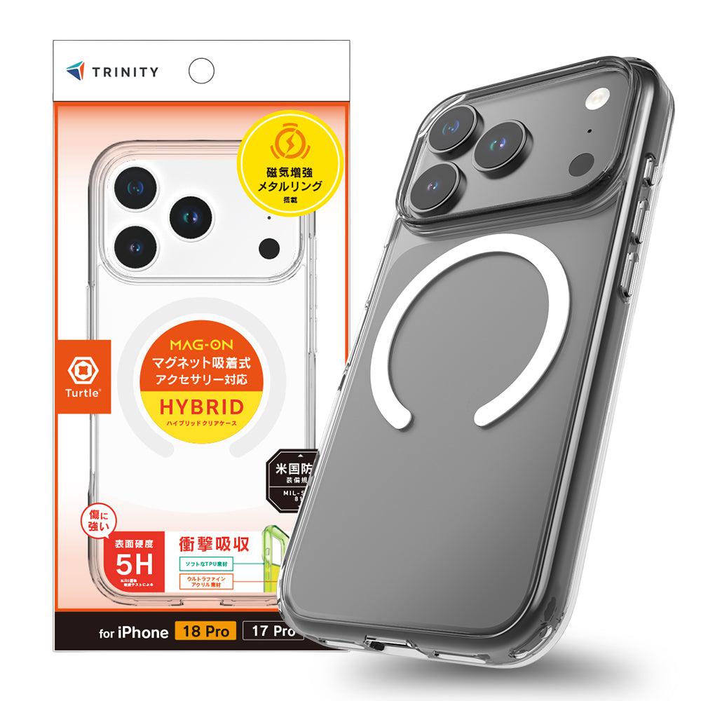 for iPhone [Turtle] マグネット吸着式アクセサリー対応 ハイブリッドクリアケース