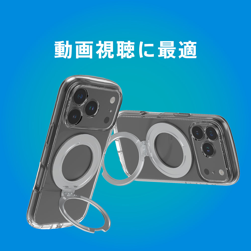 【予約製品】for iPhone [LIGHT SHIELD Solid MagStand] マグネット吸着式アクセサリー対応 超精密設計 衝撃吸収 リングスタンド付きハイブリッドクリアケース
