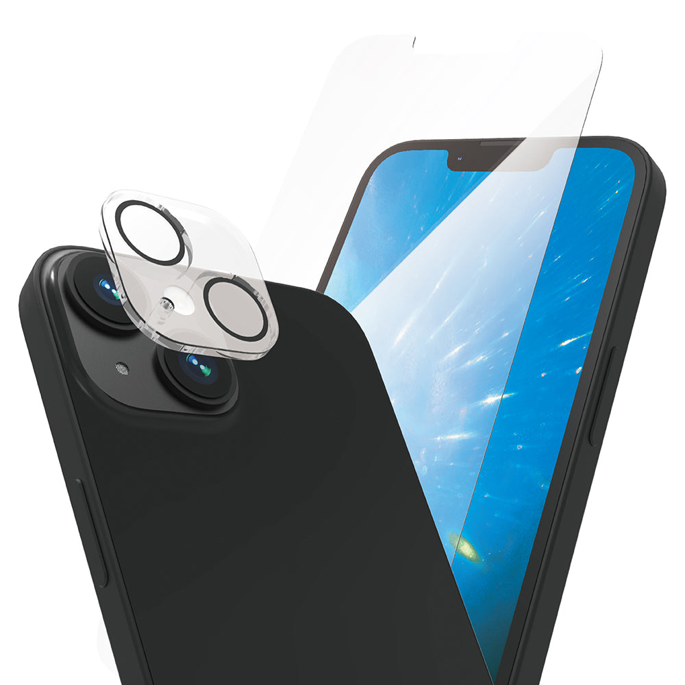 for iPhone【カメラレンズ保護ガラスセット】ケースとの相性抜群 ブルーライトカット 画面保護強化ガラス エコパッケージ
