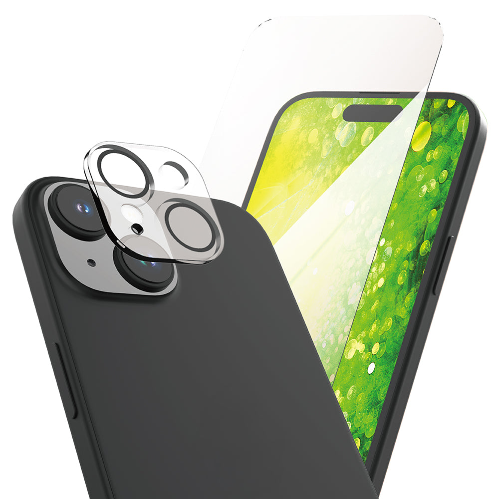 for iPhone【カメラレンズ保護ガラスセット】ケースとの相性抜群 高透明 画面保護強化ガラス エコパッケージ